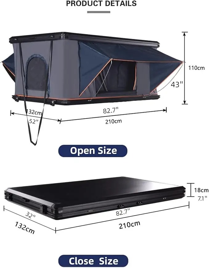 SUV Aluminum Frame Pop-Up Hard Roof Top Tent Truck and Car Exterior Accessories Roof Tent